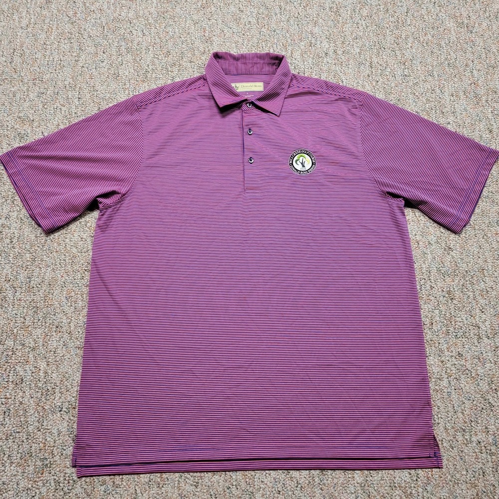 Donald Ross Golf Polo Mens XL Purple Stripe Mill Creek Golf Course Performance